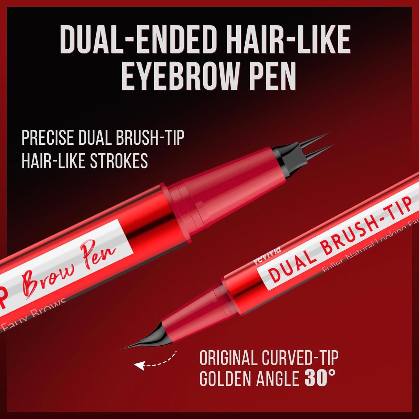 Vevivia Eyebrow Pencils for Women - Eyebrow Pen with Dual-Brush-Tip & Curved Tip for Natural Fuller-Looking Brows, Precise Hair-Like Strokes for All Brow Types, Last All-Day Brow Makeup, Light Brown