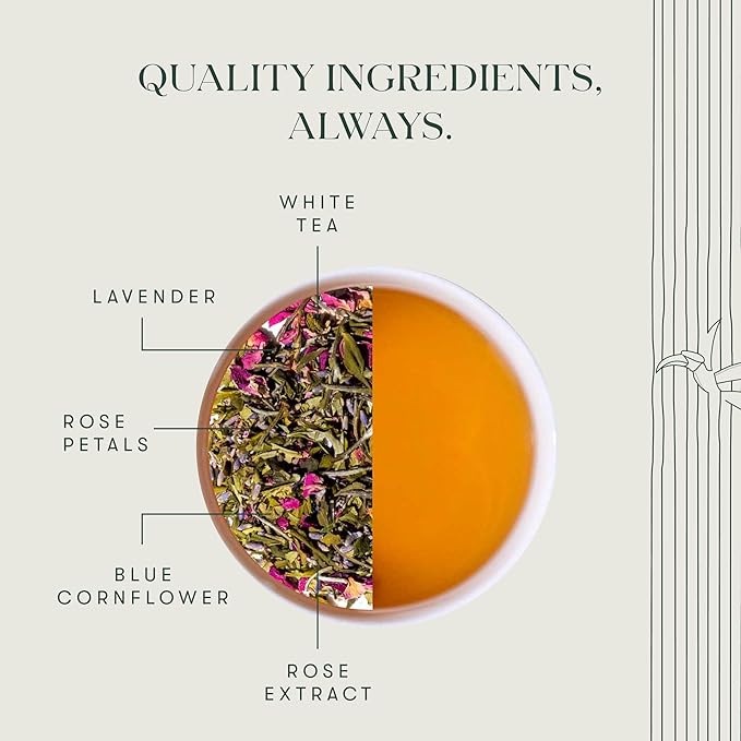 Luxmi Estates Lavender Valley Organic Lavender Tea (25 Tea Bags) Low Caffeine Tea Bags For Sleep, Relaxing, Calming, and Stress Relief, With Certified Organic Darjeeling Makaibari White Tea