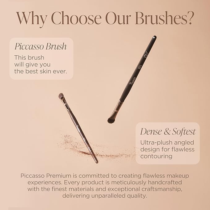 Piccasso 201 Nose Shading Brush – Soft Hair Makeup Brush for Nose Shaper and Face Makeup, Small Angled Brush for Precise Contouring and Blending, Korean Professional Beauty Tool for Daily Use