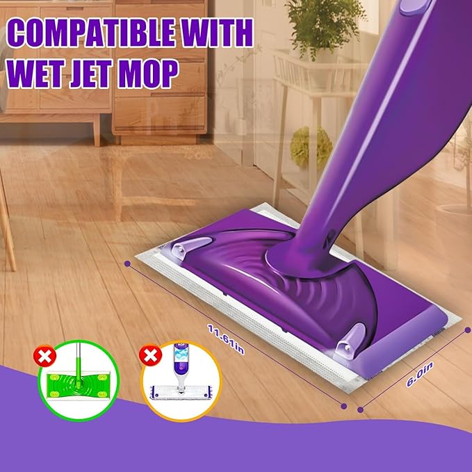 40 Pack Disposable Mop Pad Refills for Wet Jet Spray Mop Pads, Wet Jet Pads for All Purpose Multi-Surface Hardwood Floor Cleaning, 4 Layers Thickened Durable and Heavy Duty Absorbent