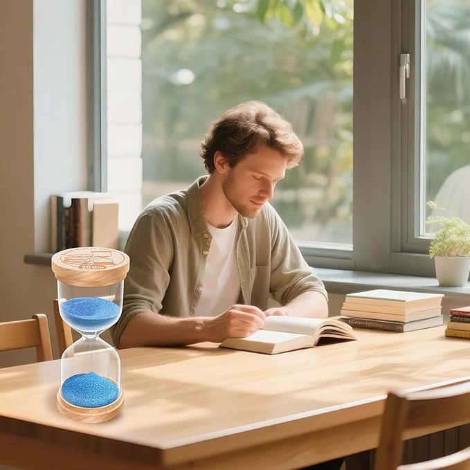 30 Second Sand Timer, Wooden Hourglass Sand Clock, Small Wood Blue 30 Second Hour Glass, Sandglass for Brushing Teeth, Reloj De Arena, Classroom, Game, Kitchen, Home, Office