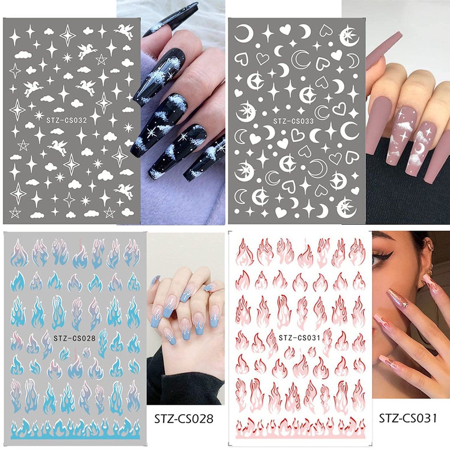 30 Sheets White Nail Stickers and 188 Sheets Colorful Nail Stickers