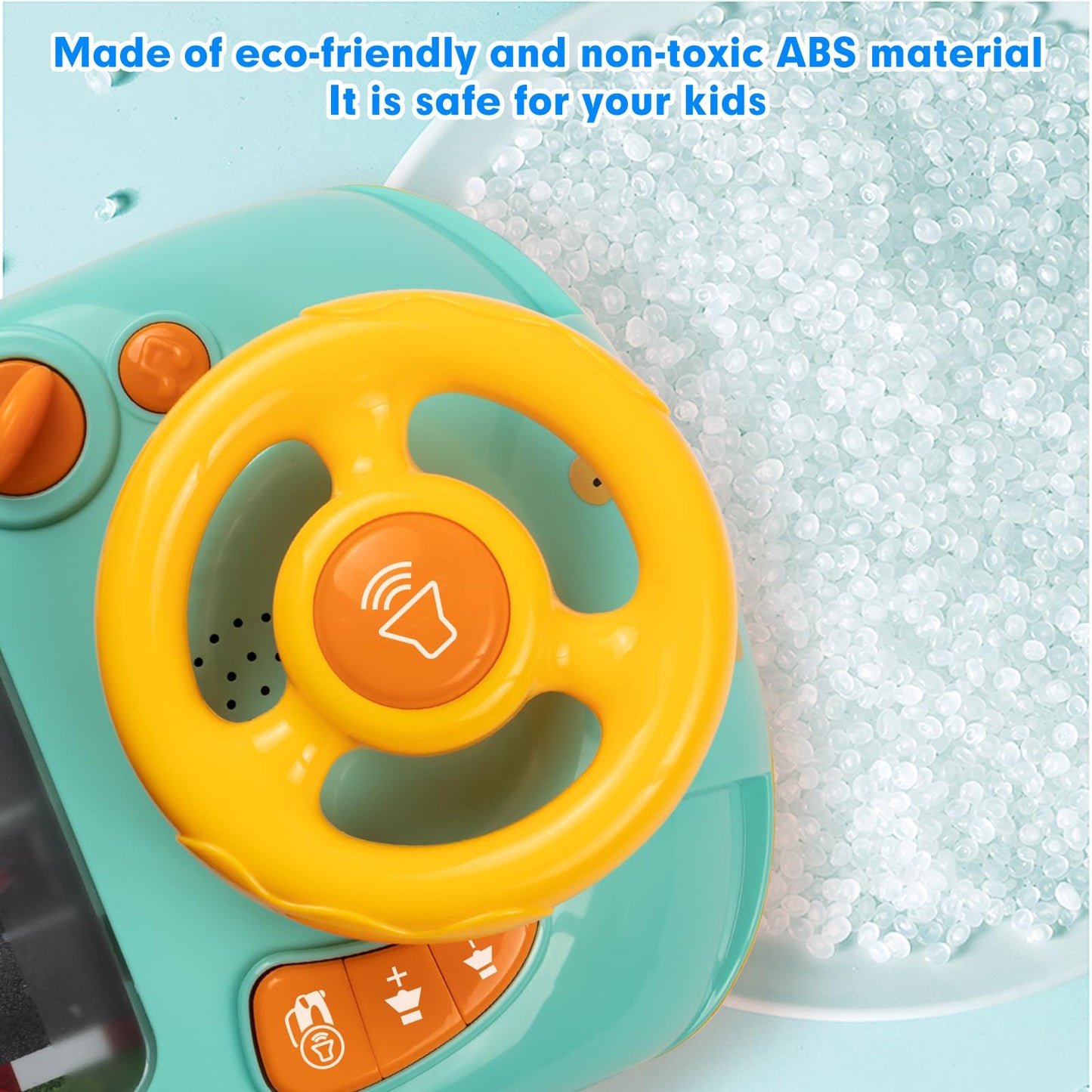 Beacron Musical Steering Wheel Toys for Boys 4-6: Toddler Simulated Driving Racing Car Game with Sound Ages 3+ Year Old, Interactive Educational Learning Race Truck for Kids Girls Birthday Gifts