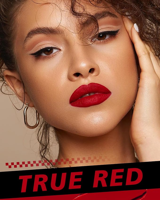Red Lipstick Set Long Lasting 3Pc Matte Liquid Lipsticks for Women Non Transfer Smudgeproof Red Purple Orange Lipstick Kit Cruelty Free Lip Color, 13/45/51