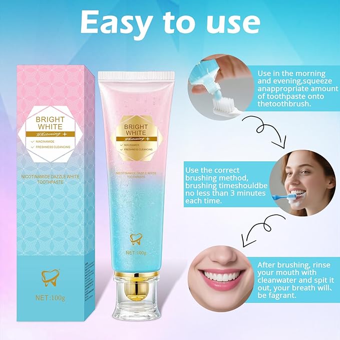 Niacinamide Whitening Toothpaste, Niacinamide Toothpaste Intensive Whitens Teeth, Protects Enamel, Removes Stains & Refreshes Breath, Daily Oral Care at Home Mint Flavor (1 Pack)-YanxiananYagao