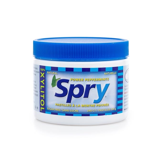 Spry Xylitol Peppermint Sugar Free Candy - Promote Oral Health, Increase Saliva Production, Stop Bad Breath, Non-GMO, Gluten-Free, 240 Count (Pack of 1)