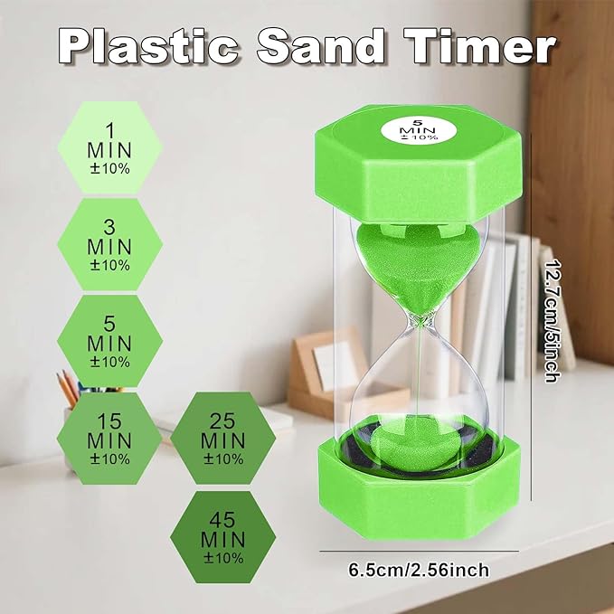 Sand Timer 1 Minute Hourglass, Unbreakable 1min Sand Clock, Plastic Reloj De Arena 1 Minutos, Colorful Hour Glass Sandglass for Classroom Games(Green)