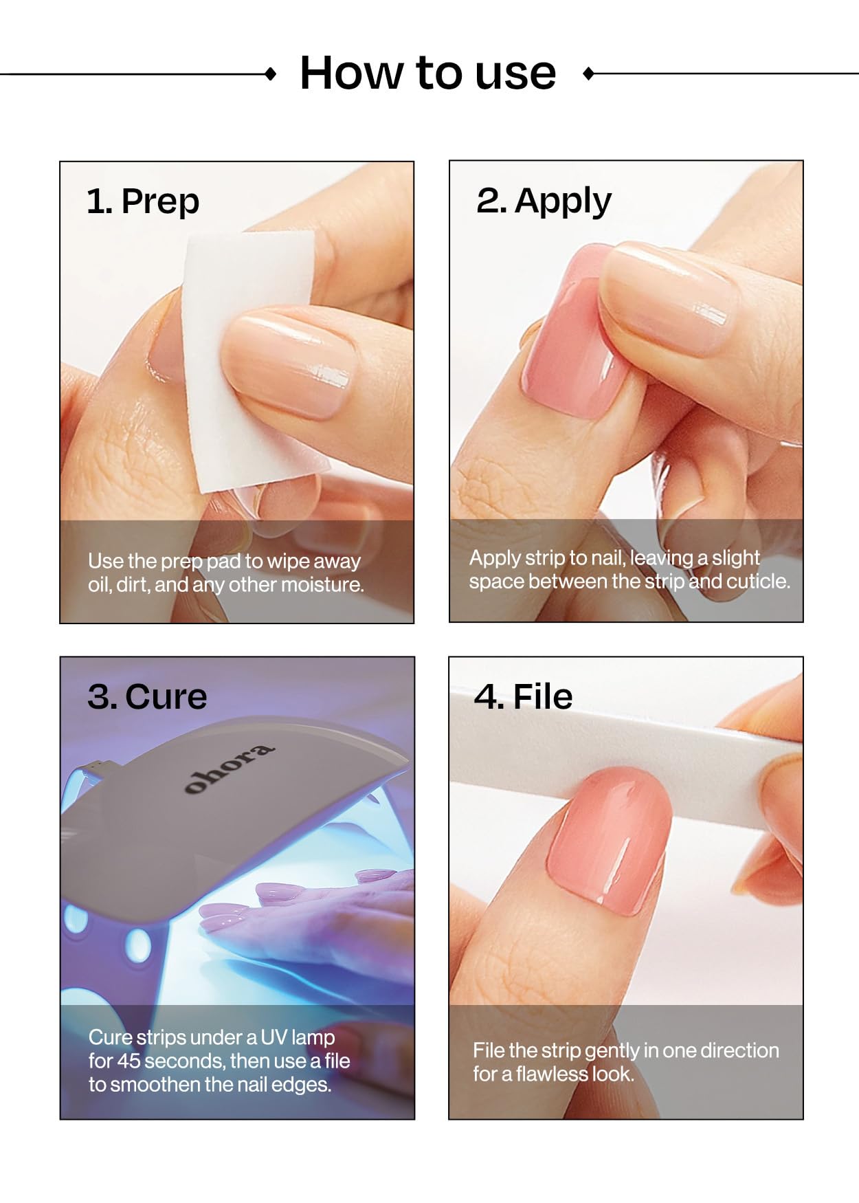 ohora Semi Cured Gel Nail Strips (N Starry Pop) - Works with Any Lamps, Salon-Quality, Long Lasting, Easy to Apply & Remove - Includes 2 Prep Pads, Nail File & Wooden Stick