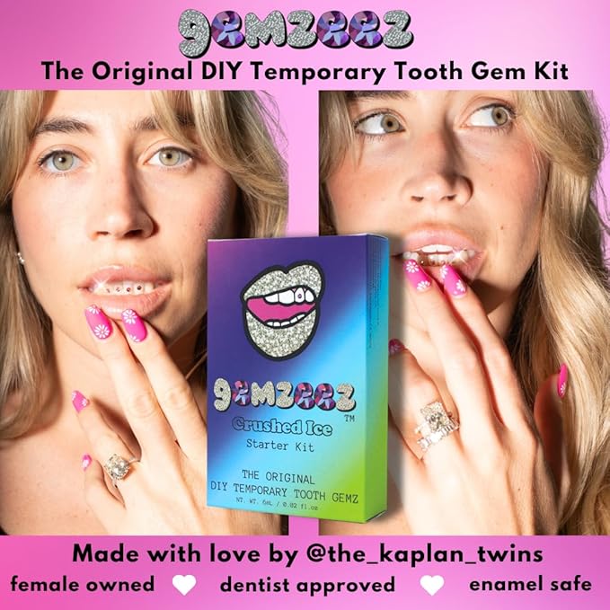 Gemzeez Original DIY Tooth Gemz Starter Kit – Temporary Cosmetic Crystal Gems for a Sparkling Smile – Easy At-Home Application
