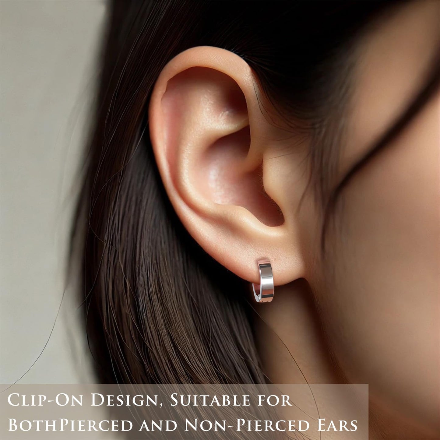 Tienyuu 8-Piece Non-Piercing Ear Clips – Stainless Steel Fake Ear Hoops for Men and Women, 4 Colors