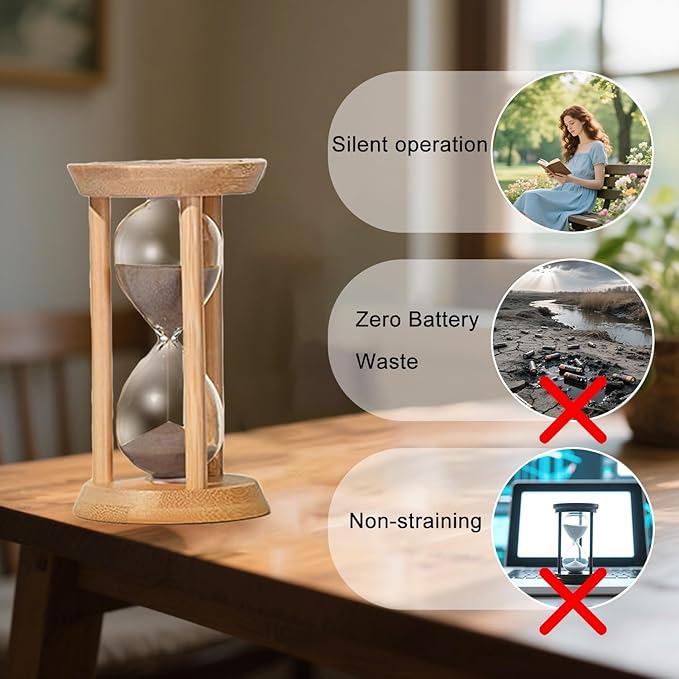 Wood Sand Timer,30 Minute Hourglass,Brown Sandglass 30 Min,Mini Sand Watch,Reloj de Arena 30 Minuto for Toothbrush Timer,Cooking,Baking,Game, Gift