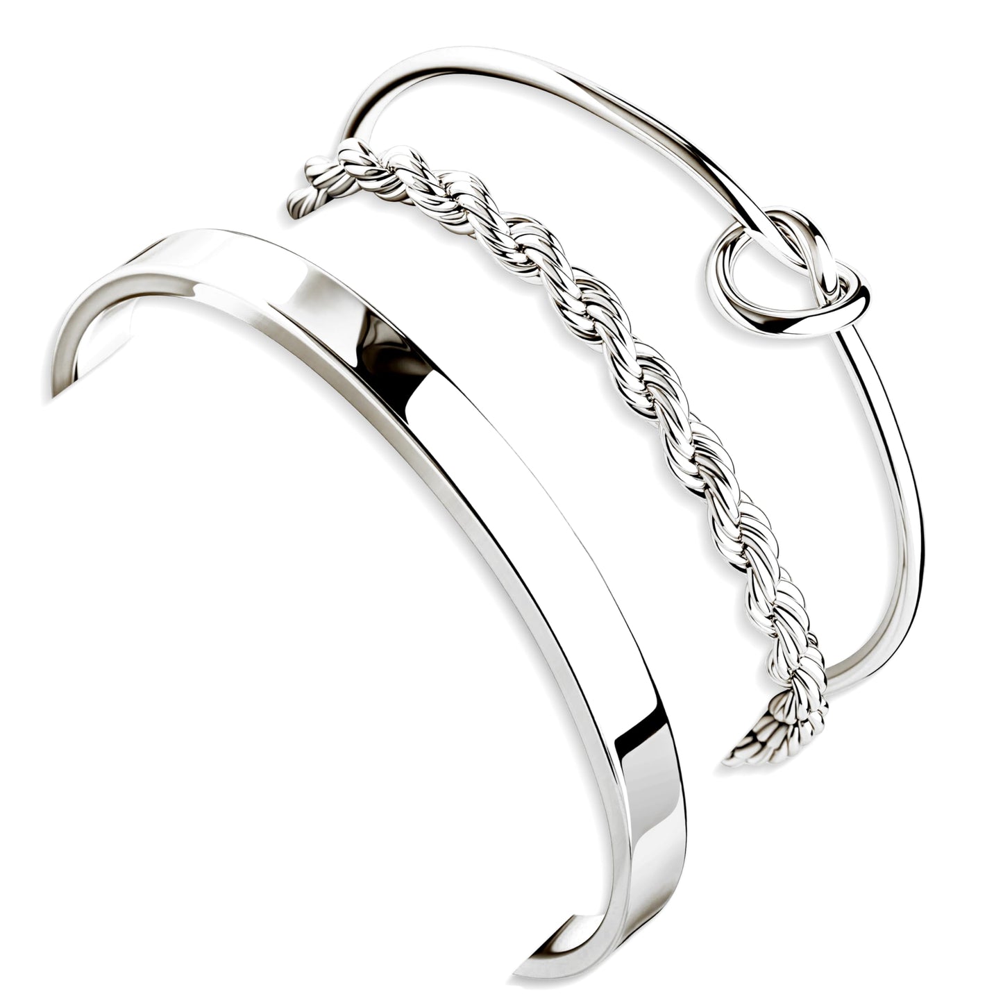 Sterling Silver Plated Bangle Bracelets Stack for Women, Silver Cuff Link Chain Bracelets Set, Trendy Waterproof Jewelry Gifts Adjustable