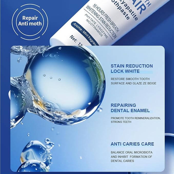 2pcs 7.5% Hydroxyapatite Toothpastes for Enamel Protection and Tooth Strengthening, 7.5% Nano Hydroxyapatite Toothpaste White Tooth Repair, Fluoride-Free, Gentle Mint, Fresh Breath