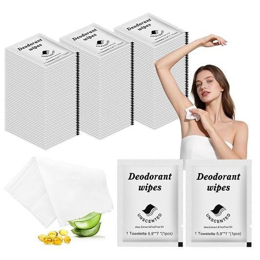 Travel Deodorant Wipes Individually Wrapped,Body Wipes to Clean Skin for Women Men（Unscented,pack of 200)