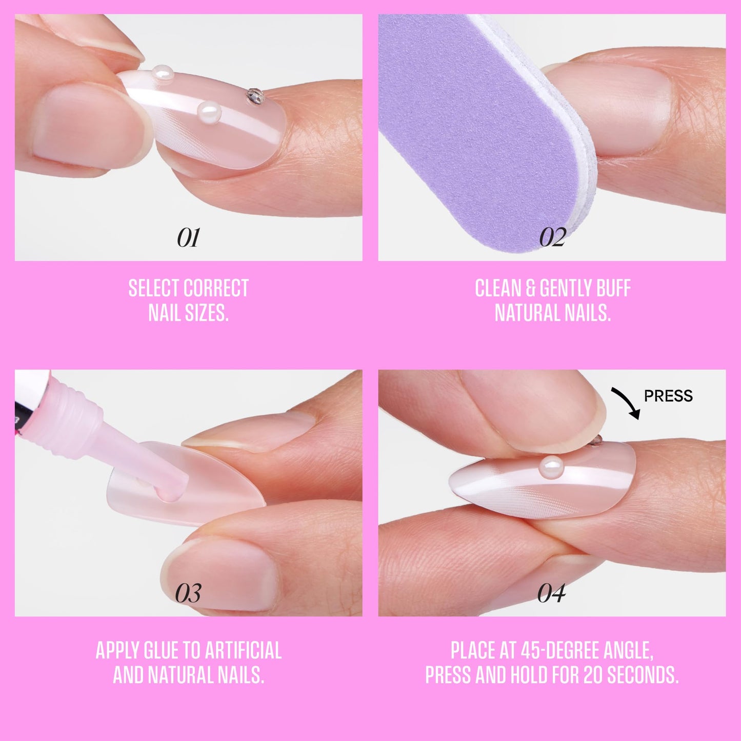 Kiss Glam, Press On Nails, Nail glue included, 'Cherish the Moment', Yellow, Long Size, Almond Shape, Includes 32 Nails, 2g Glue, 1 Manicure Stick, 1 Mini File