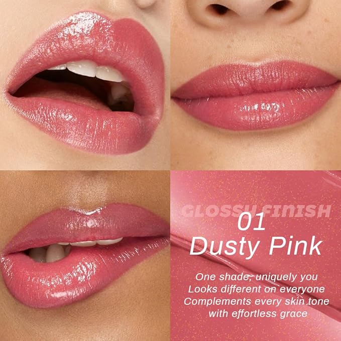 Kaely 2Pcs Honey Lipstick Tinted Lip Balm, Hydrating Shine Lipstick for Women Dry Lips, Moisturizing Nourishing Glossy Lip Gloss Stain Makeup, Sheer Lightweight, Vegan, 01 Dusty Pink+02 Pink