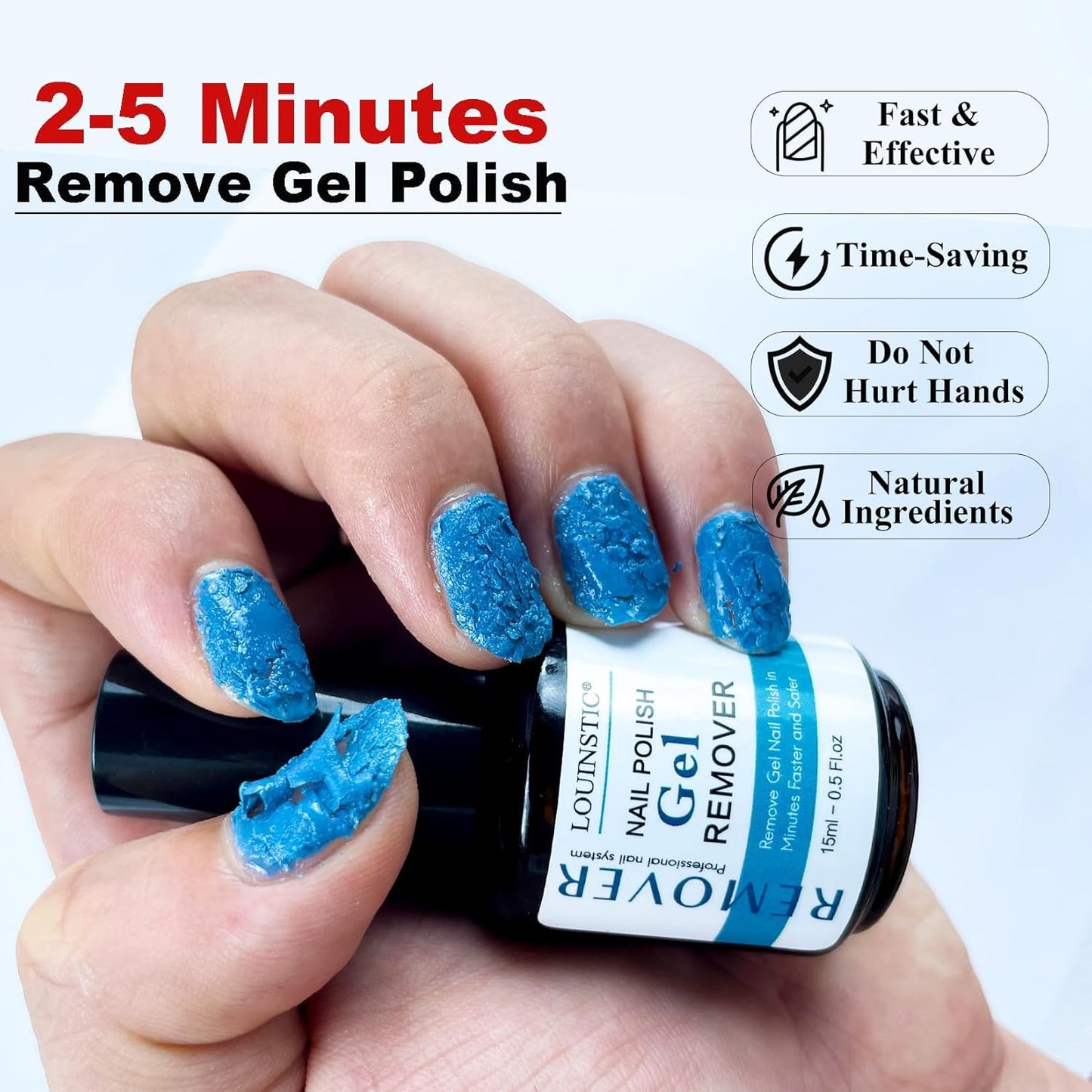 LOUINSTIC Gel Nail Remover - 1 PC,Fast Acting, No Soaking or Wrapping,2-5 Minutes to Easily Remove Gel Nail Polish,Gentle on Nails, Portable Design, Ideal for Home Nail Care Kit