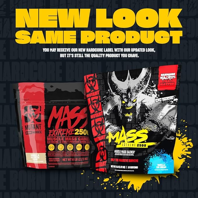 Mutant Mass Extreme Gainer – Whey Protein Powder – Build Muscle Size and Strength – High Density Clean Calories (Cookies and Cream, 6 lbs)