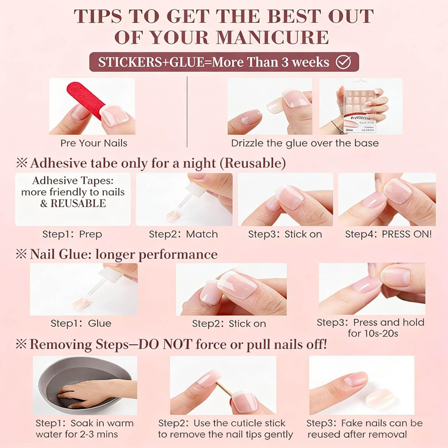 Short Handmade Press on Nails Duck Nail Tips,Thick 3D Floral Reusable Fake Nails Hand Made Acrylic Nails for Women 10pcs (Size M）