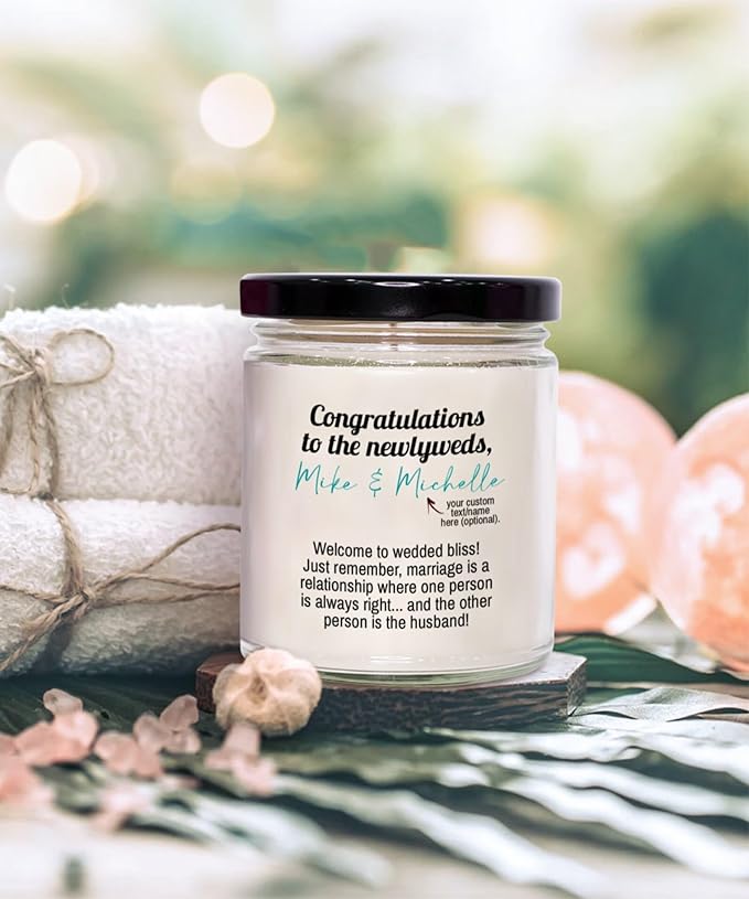 Wedding Congratulations Candle Gifts for Couples, Funny Gift for Men Women, Engagement Gift for Newlyweds, Gift for Husband Wife, Soy Scented Decorative Candle for New Bride to Be, Style 7