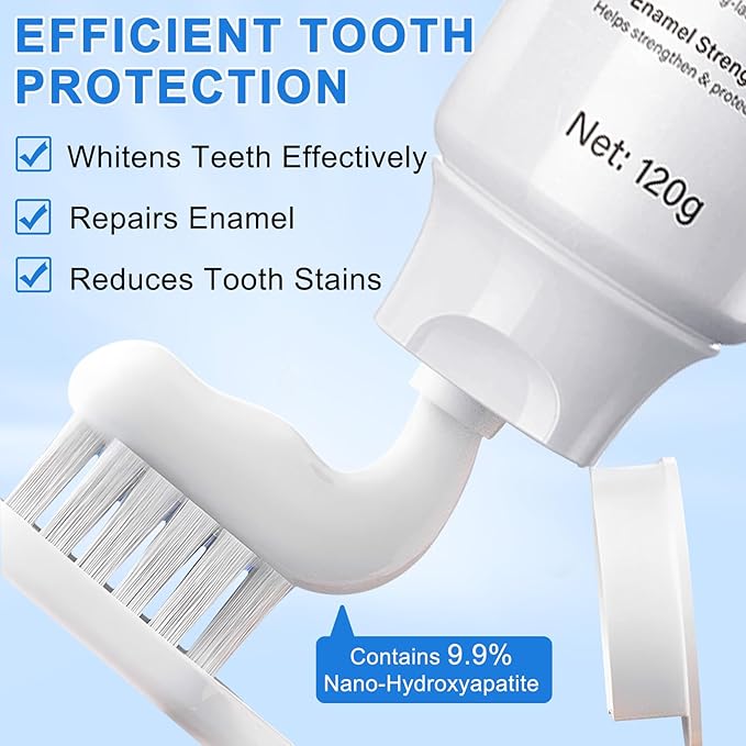 9.9% Hydroxyapatite Toothpaste 2 Pack, Nano Hydroxyapatite Toothpaste Protects Enamel and Strengthens Teeth, Cleans and Cares for Oral Health, Promotes Freshens Breath