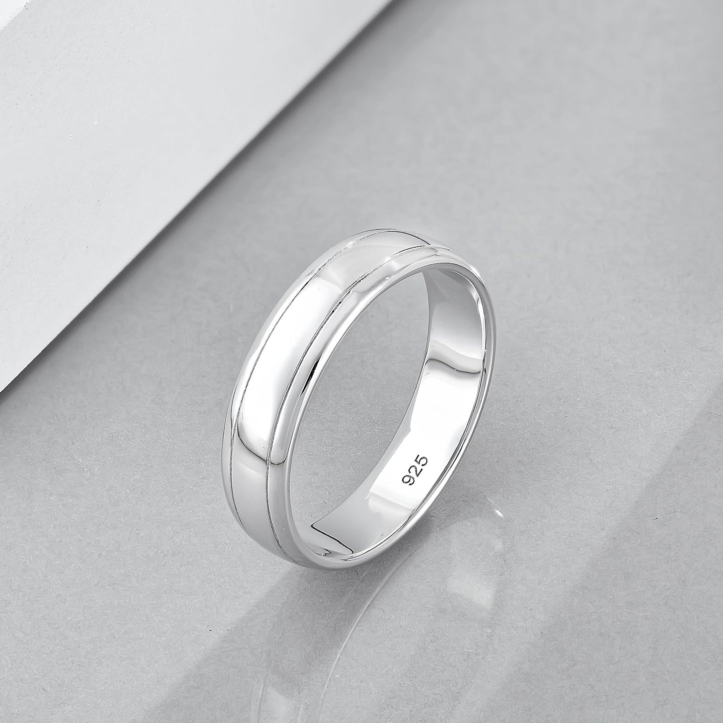 STARCHENIE 5mm Wedding Band Ring, 925 Sterling Silver Comfort Fit, Sizes 8