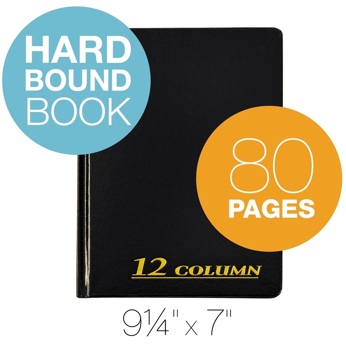 Adams Account Book, 7 x 9.25 Inches, Black, 12-Columns, 80 Pages (ARB8012M)