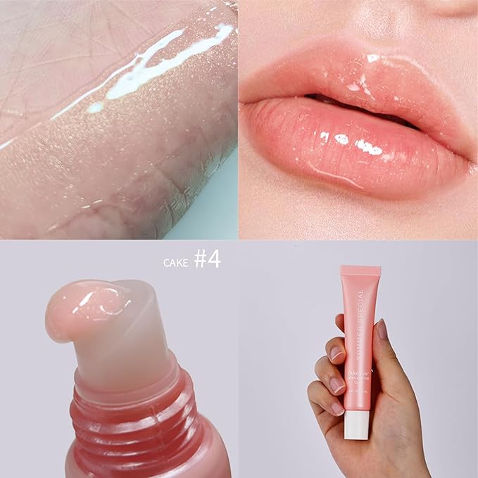 Summer Special Lip Butter Balm, Hydrating, Nourishing & Softening Lip Care with Natural Oils & Fruit Extracts, Long-Lasting Moisture, Non-Sticky Shine, Soften Dry Lips Lip Care (#4 Cake (glitter)