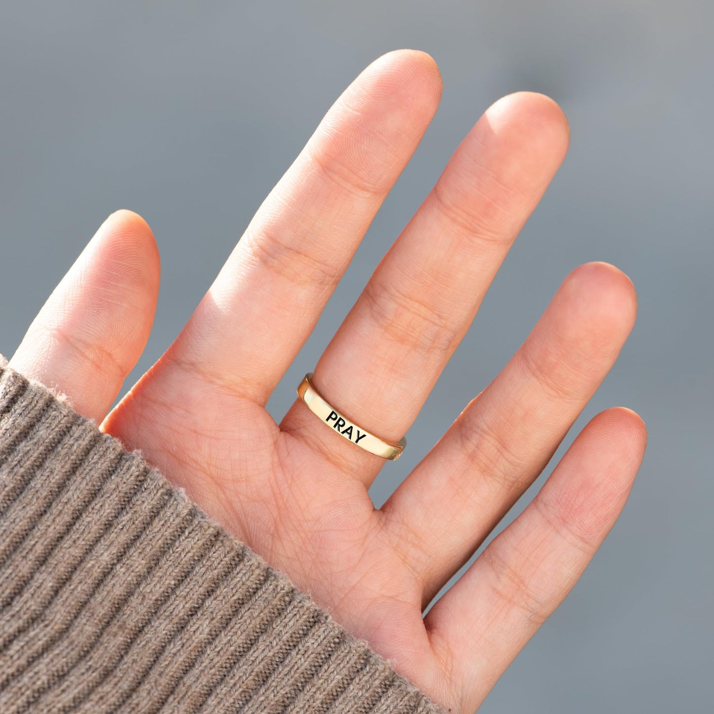 STORYJEWELLERY Christian Jewelry for Women, Cross Rings for Women, Gold Plated Purity Ring, Christian Ring, Confirmation Gifts, Baptism Gifts, Size 12