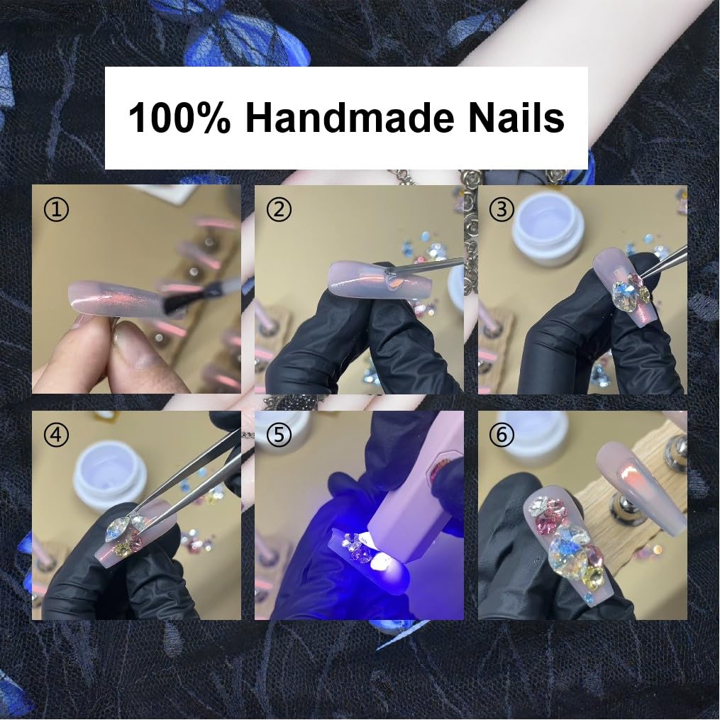 Press on Nails Handmade Nails 10Pcs Dark Gothic Style Manual Press on Nails Dragon Fake Nails for Women Party Holiday Photo Size S