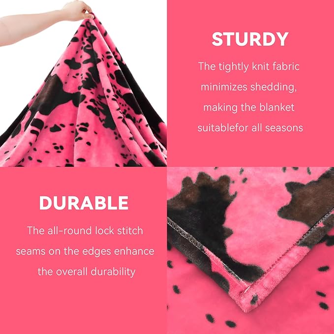 Hot Pink Fleece Blanket Twin Size - Ultra Soft & Lightweight Cozy Plush Throw for Bed, Couch, Home Decor, Camping, Travel Essentials