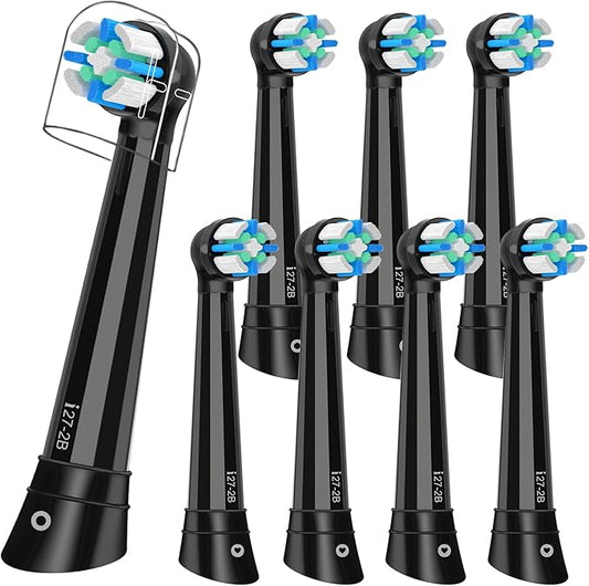 8Count Replacement Toothbrush Heads Compatible with Oral B iO Series 2/3/4/5/6/7/8/9/10 Electric Toothbrush,Medium Bristles for Effective Plaque Removal(Black)