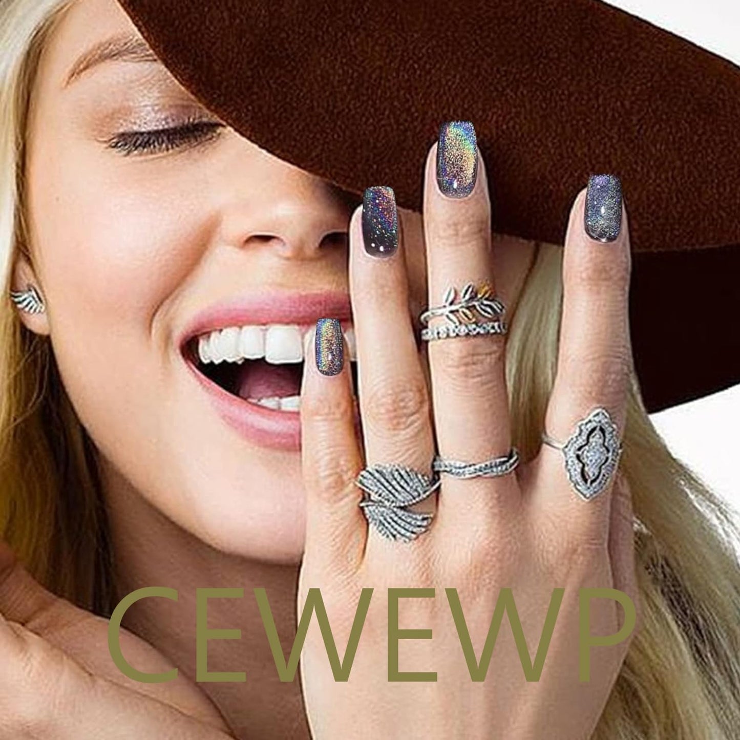 CEWEWP 24 Pcs Leopard Print Press on Nails Short Square Fake Nails Amber Blend Acrylic False Nails Green Color Glossy Reusable Holiday Daily Wear Glue on Fingernails for Women