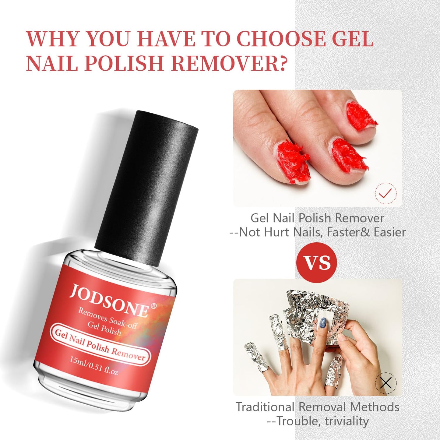 JODSONE 15ML Gel Nail Remover No Need Soaking or Wrapping Gel Remover for Nails 3-5 Minutes Easy And Quick