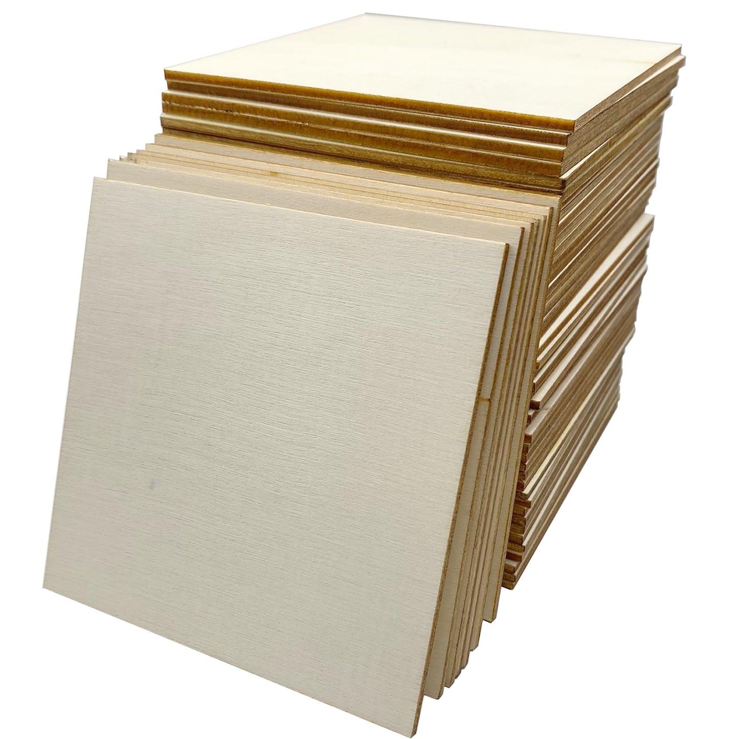 RMSPO 50 Pcs Wood Squares,4 x 4 Inch Unfinished Wood Crafts Woodsheet for Wooden DIY Ornaments Scrabble Tiles Engraving Home Decorations