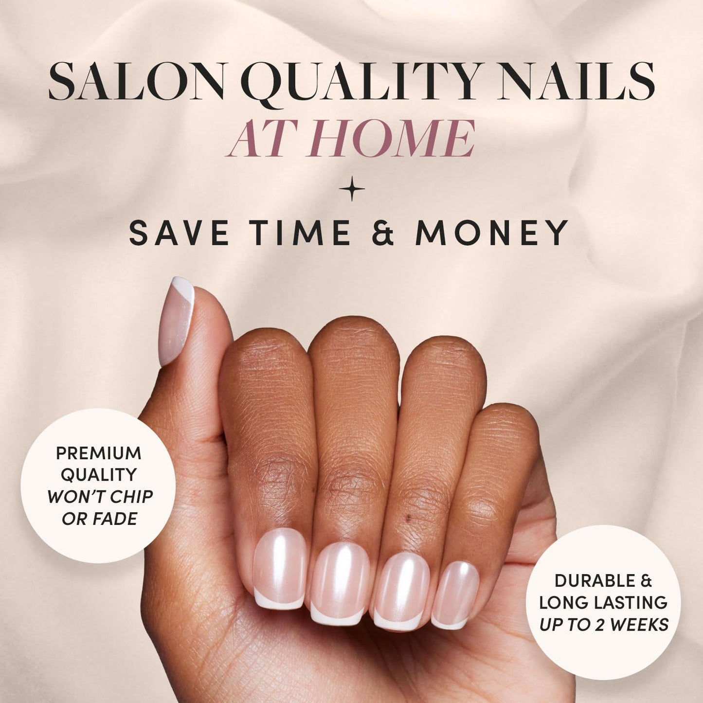 Glamnetic Press-On Nails Bundle - Pearlfect & La Perle | 2 Glazed French Tips in Short Oval and Short Squoval | Durable, Salon-Quality Nail Kits
