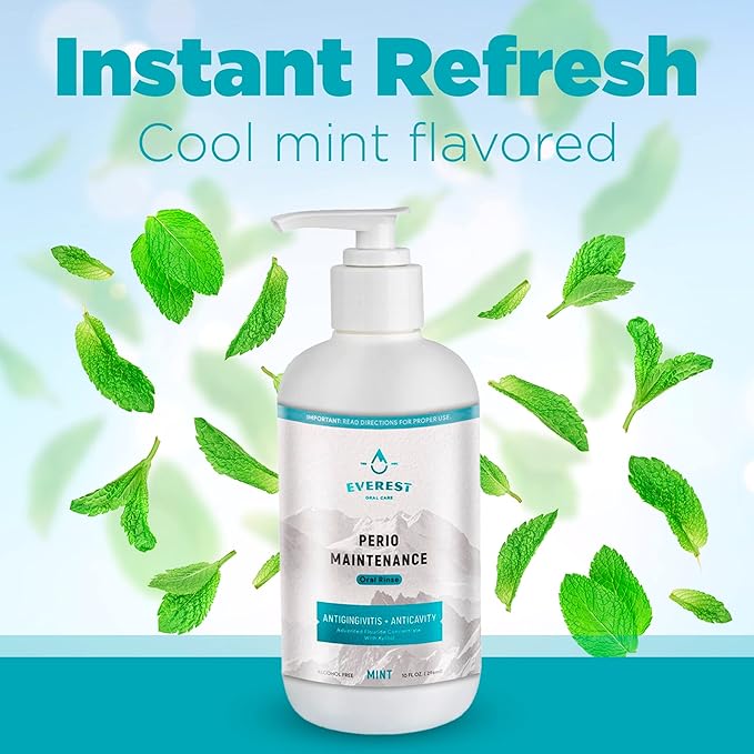 Perio Maintenance Alcohol Free Mouthwash – Concentrated Mouthwash for Bad Breath, Plaque, Sensitive Teeth, and Gingivitis or Gum Disease - Stannous Fluoride Rinse by Everest Oral Care