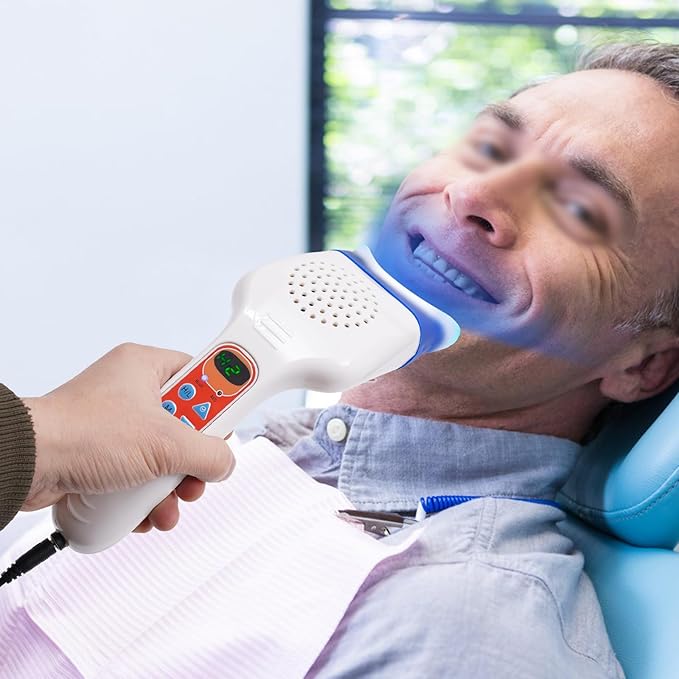 Handheld Teeth Whitening Light,30W 3-Color Adujstable Teeth Whitening Machine, LED Portable Teeth Bleaching Machine for Clinics, Hospitals, Beauty Salons