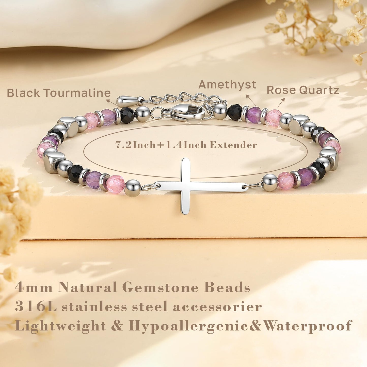 Christian Gifts for Women, Religious Cross Bracelet Faith Jewelry, Easter Basket First Communion Baptism Confirmation Gifts for Teen Girls, Dainty Anxiety Relief Bible Verse Bead Bracelet