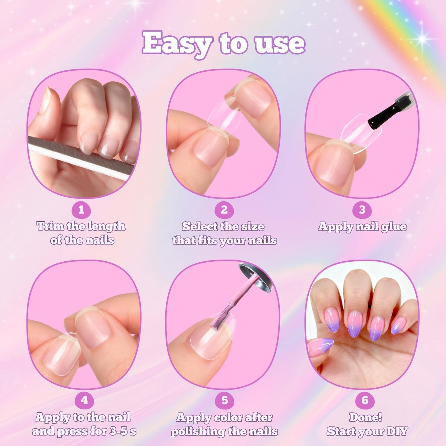 Krofaue Kids Nail Art Bundle, 40g Solid UV Curing Nail Glue Gel + 240PCS Extra Short Almond Soft Gel Nail Tips, 12 Sizes Full Well Clear Fake Nails Manicure Kit for 9-12 Years Old Girls, Home DIY