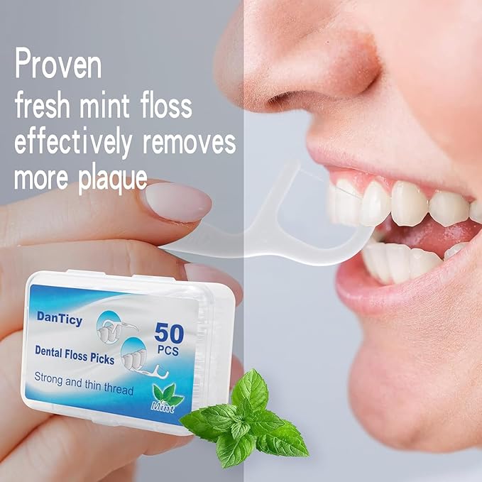 Dental Floss Picks Extra Strong with Easy Grip Handle, Professional Clean Flosser Picks Toothpicks, Fresh Mint, 200 Count, Green