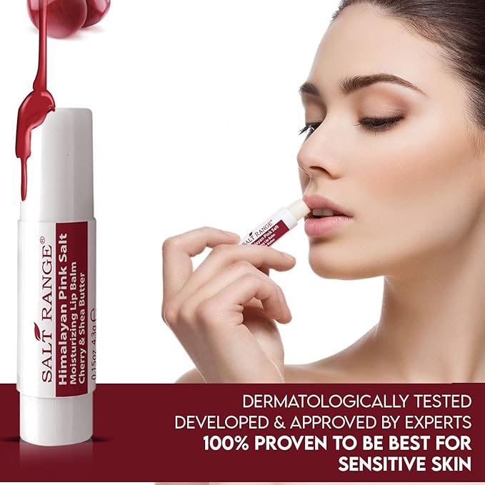 Salt Range Lip Balm with Cherry & Shea Butter – Hydrating and Soothing Lip Moisturizer for Deep Nourishment, Organic Chapstick, 12-Count Pack (24 Pieces) for Soft Lips