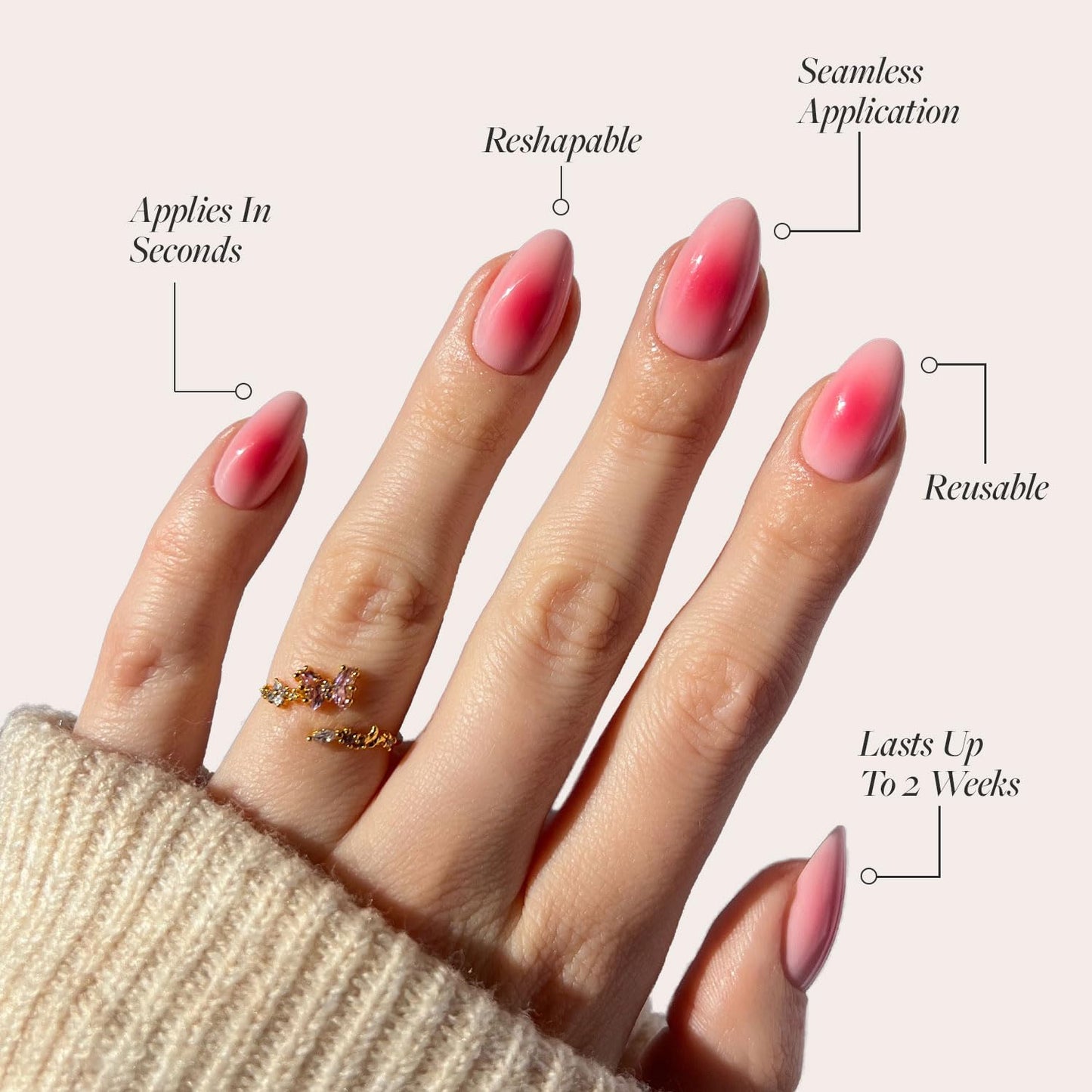 Glamnetic Press-On Nails Bundle - Wild Card & Blushing Aura | Short Almond Fake Nails with Trendy Pastel Prints | Glossy Short Almond False Nails with Trendy Pink Ombre | Reusable, Salon-Quality Nail