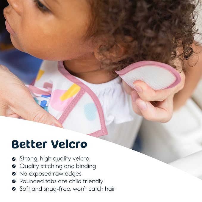 Tiny Twinkle Mess-Proof Baby Bibs for Eating | Waterproof, Wipeable Toddler Bibs with Catch-All Pocket | Feeding Bibs for Girls & Boys(3 Pack,Taupe, Rose)
