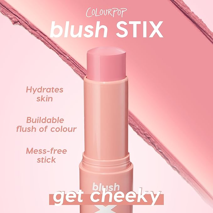 ColourPop Blush Stix - Cream Blush Stick with a Blendable, Hydrating Formula and Natural, Skin-Like Finish - Glowy Summer Makeup for Cheeks, Eyes & Lips - Under Pressure (0.28 oz)