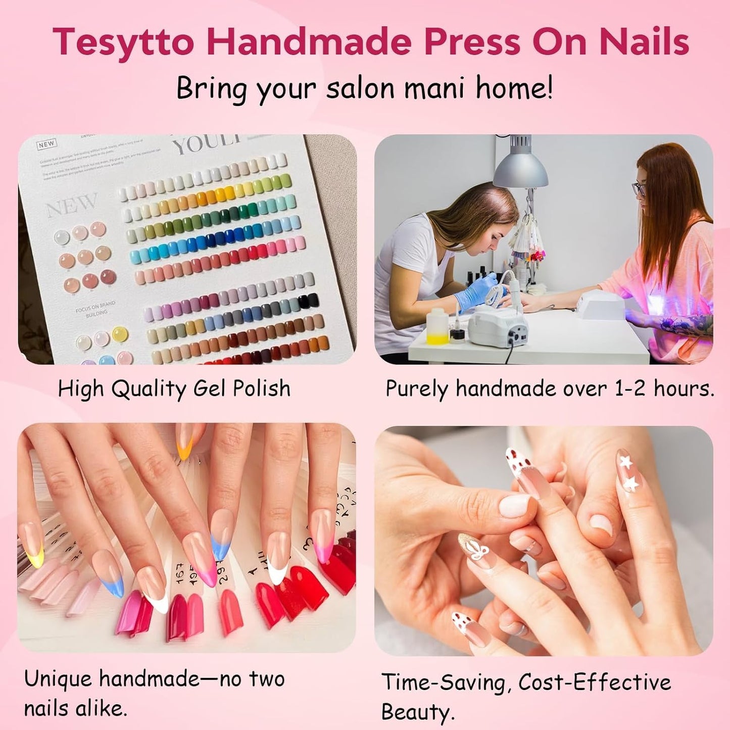 Tesytto Cat Eye Press on Nails Medium Almond - Fruit Design with Hand-painted Watermelon & Lemon, 3D Water Drop Cute Edgy Style, Thick Acrylic Multi-Layer Gel False Nails for Summer (Fruit Party, M)