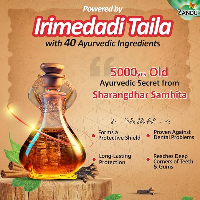 Zandu Dantveer, Fights 9 Dental Problems, with Irimedadi Oil, Advanced Ayurvedic Oral Care Toothpaste, Scientifically Proven Formula (200gm/7 Oz)