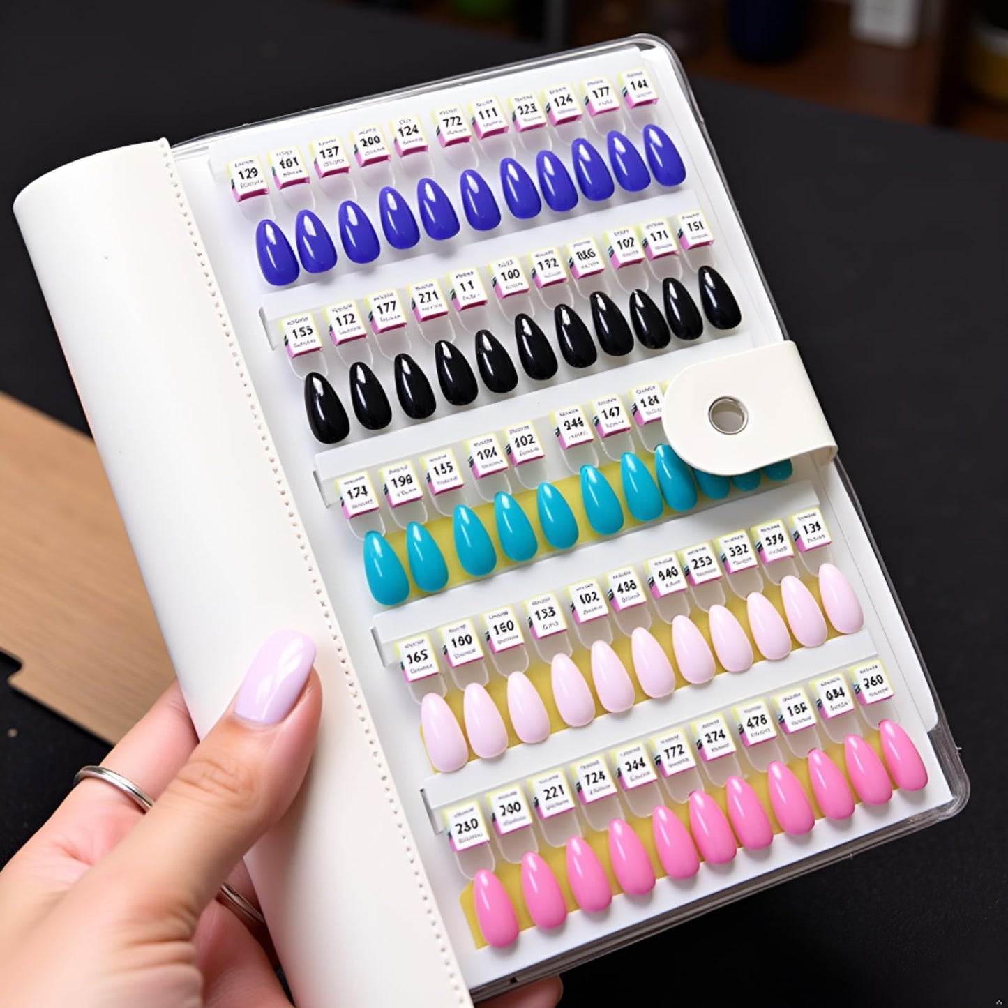 Magnetic Nail Swatches Book, 120/240 Nail Polish Colors Display Book, Special Swatches Display Board, Wear-resistant Nail Storage Album, Nail Art Palette (White 240pcs)