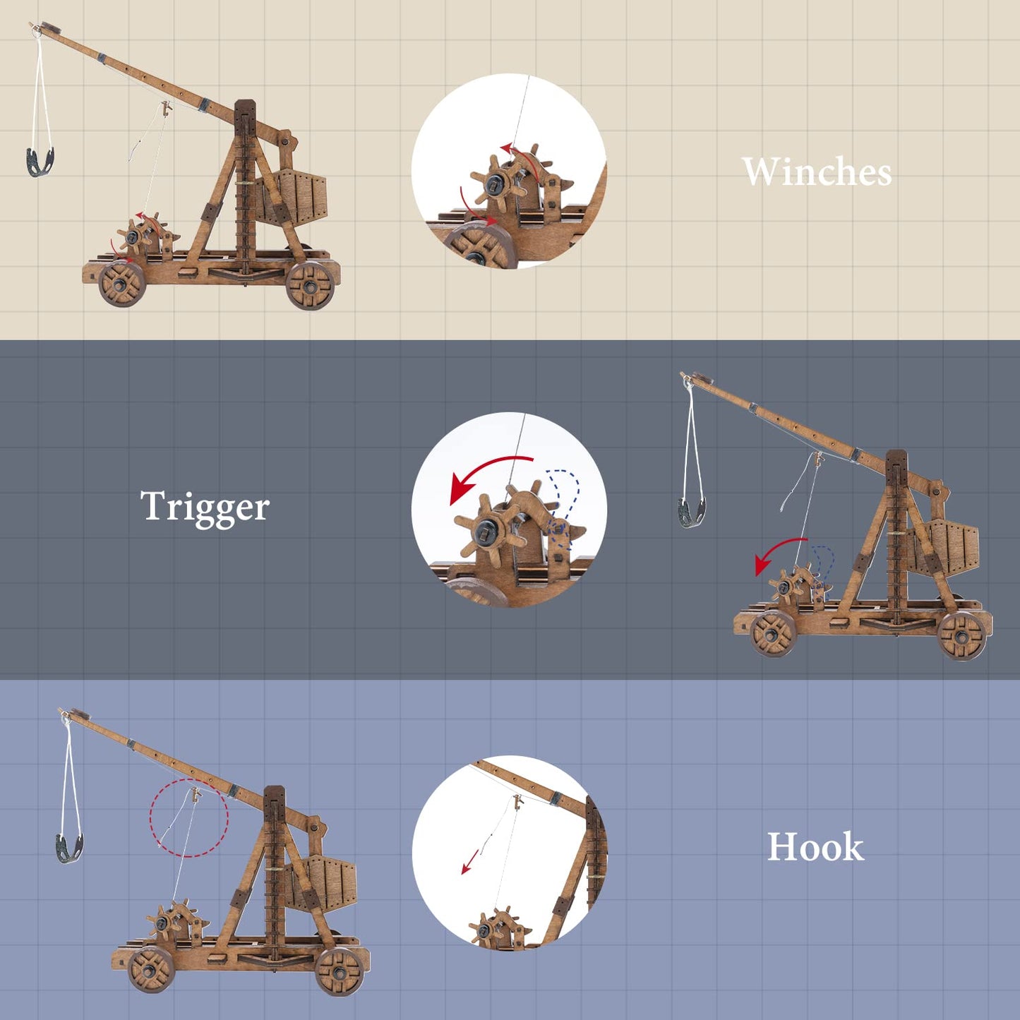 Toystub DIY 3D Wooden Puzzles for Adults Trebuchet Science Building Kit Model Catapult Engineering Kit Wood Assembly Gifts