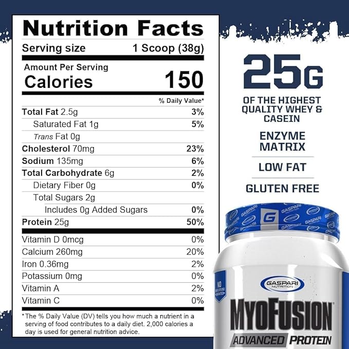 Gaspari Nutrition Myofusion Advanced Protein, Protein Blend with Whey Protein, Casein Protein and Isolate Protein, Low Fat and Gluten Free (Chocolate Peanut Butter Crunch, 2 Pound)